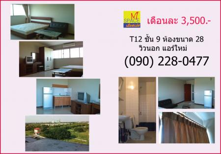 ให้เช่าห้อง 
 ห้องมุม อาคาร T12 ชั้น 9